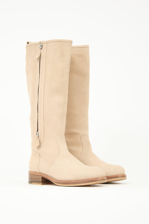 Hermès Suede Knee High Riding Boot