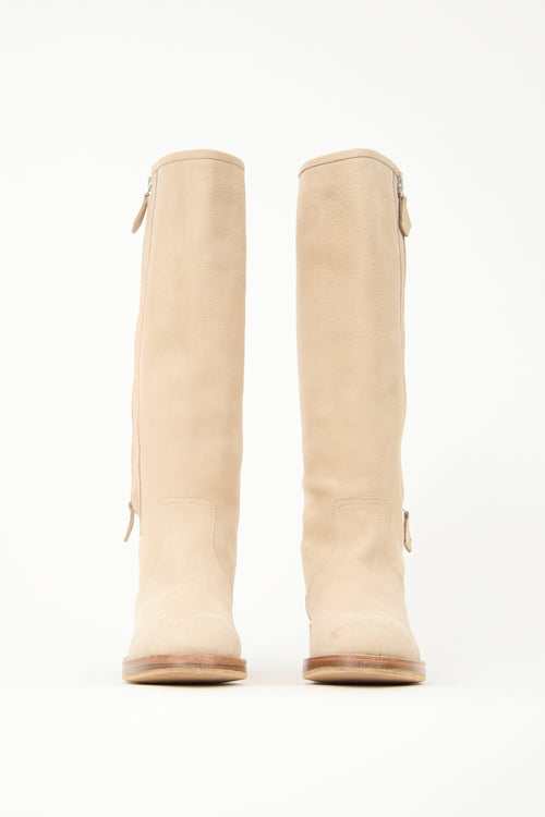 Hermès Suede Knee High Riding Boot