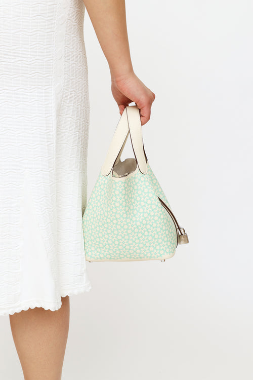 Hermès 2022 Limited Edition Nata & Vert Swift Lucky Daisy Picotin Lock 18 Bag