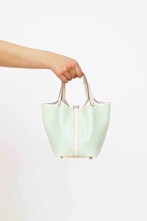 Hermès 2022 Limited Edition Nata & Vert Swift Lucky Daisy Picotin Lock 18 Bag