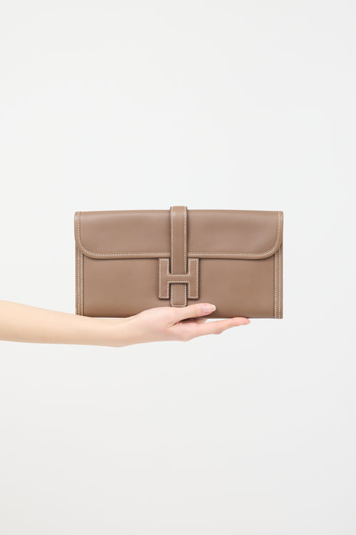 Hermès 2009 Etoupe Swift Jige Elan 29 Clutch