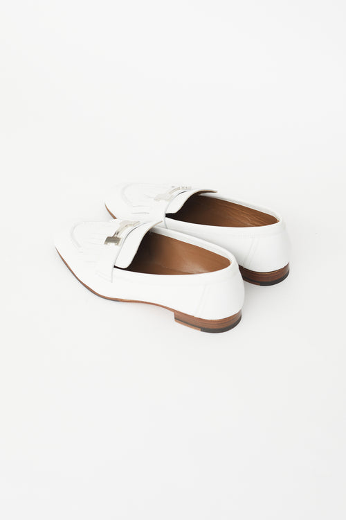 Hermès White & Silver Royal Leather Loafer