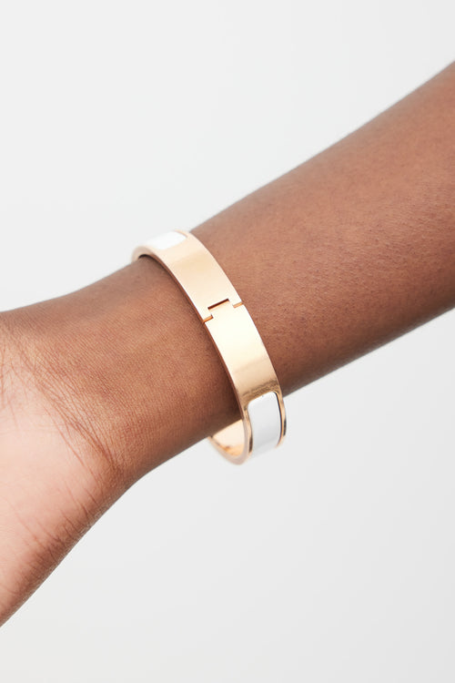 Hermès White & Gold Clic H Bracelet