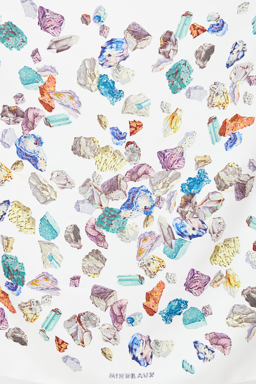 Hermès 2009 White & Multi Mineraux 90 Scarf