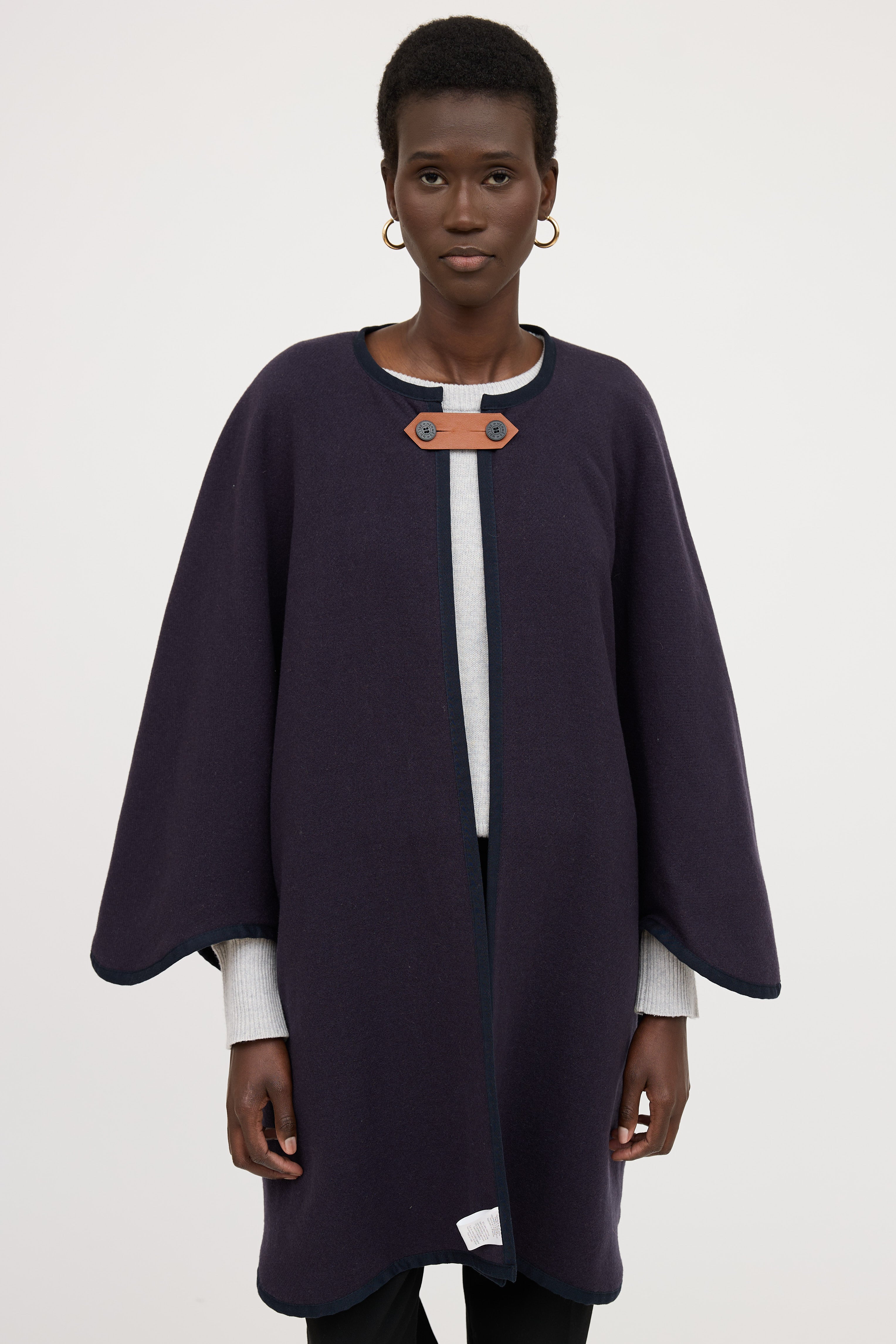 Hermès Wool Reversible Plaid Cape