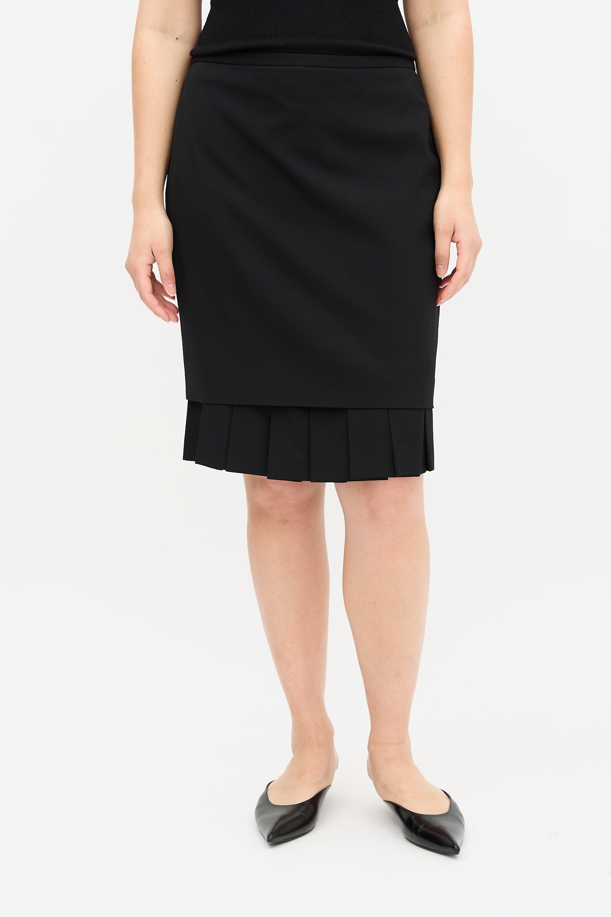 Hermès Wool Pleated Skirt