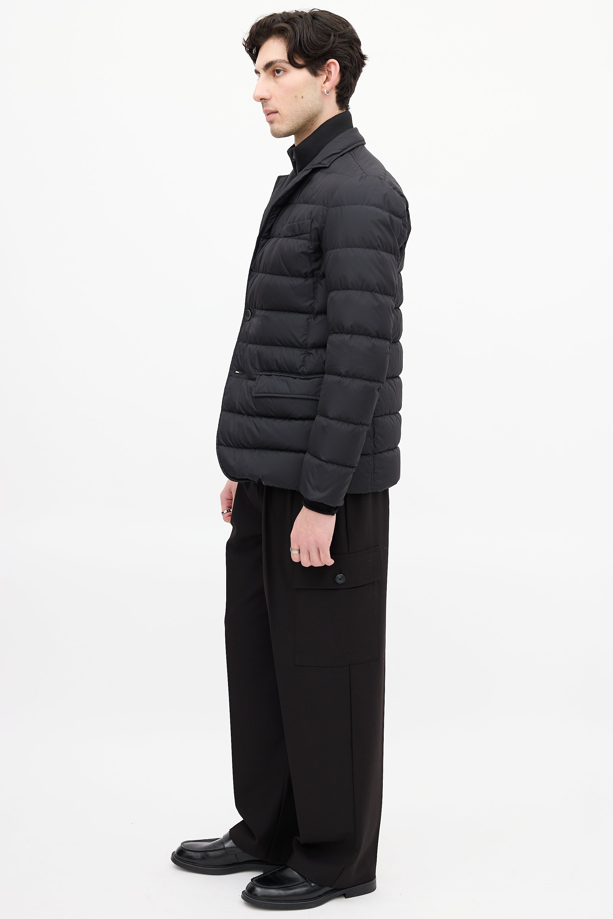 Herno Black Down & Nylon Layered Puffer Jacket