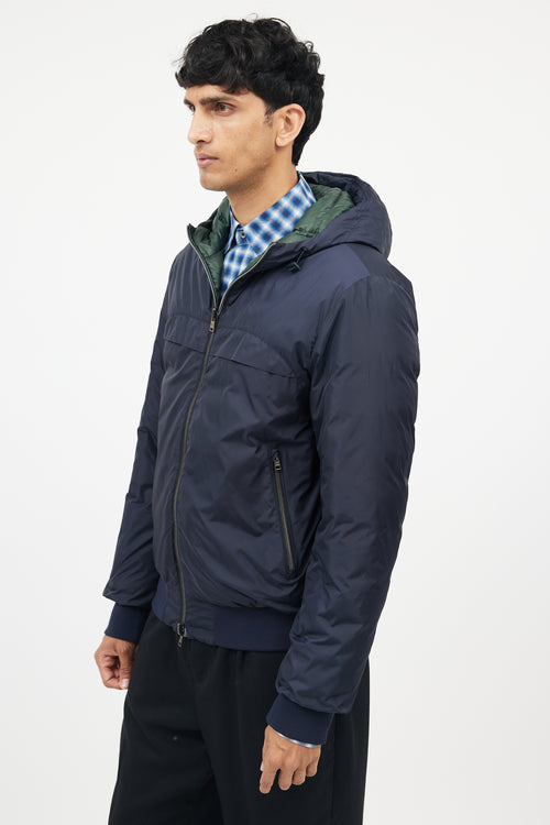 Herno Navy & Green Reversible Nylon Down Jacket