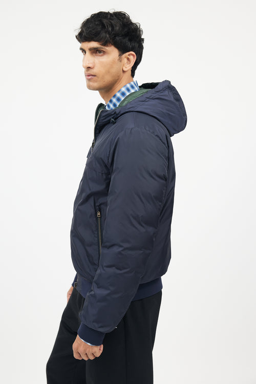 Herno Navy & Green Reversible Nylon Down Jacket