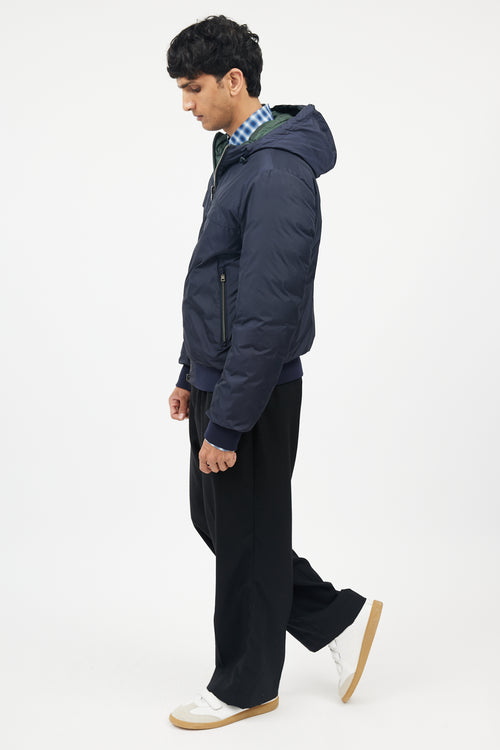Herno Navy & Green Reversible Nylon Down Jacket