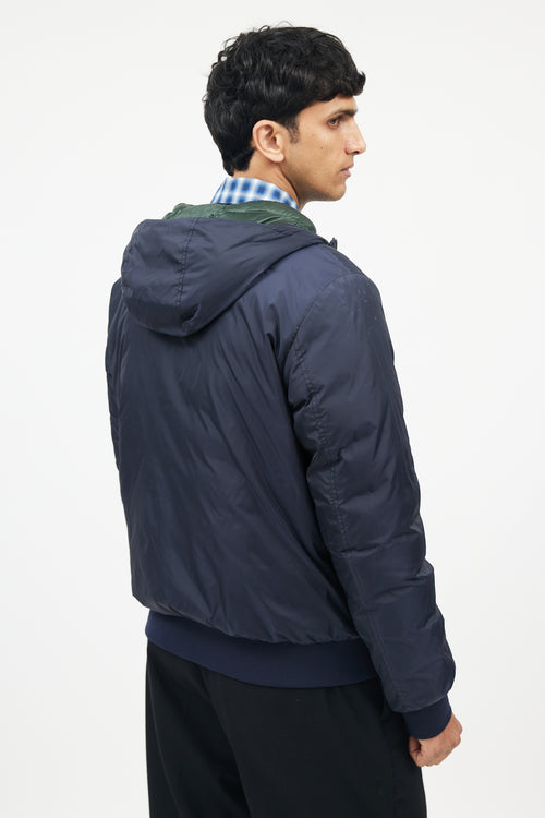 Herno Navy & Green Reversible Nylon Down Jacket