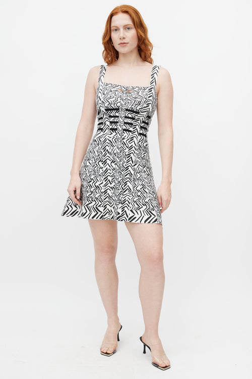 Hervé Léger Black & White Print Bandage Dress