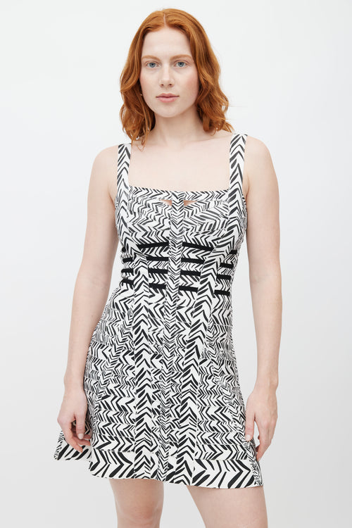 Hervé Léger Black & White Print Bandage Dress