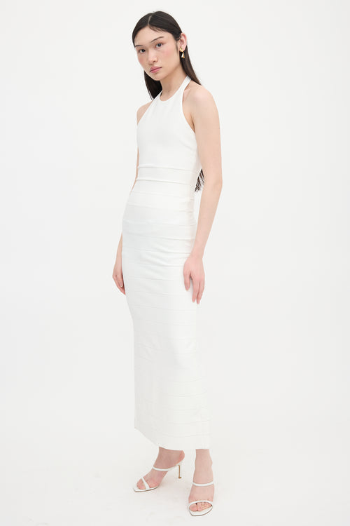 Hervé Léger Bandage Halter Maxi Dress