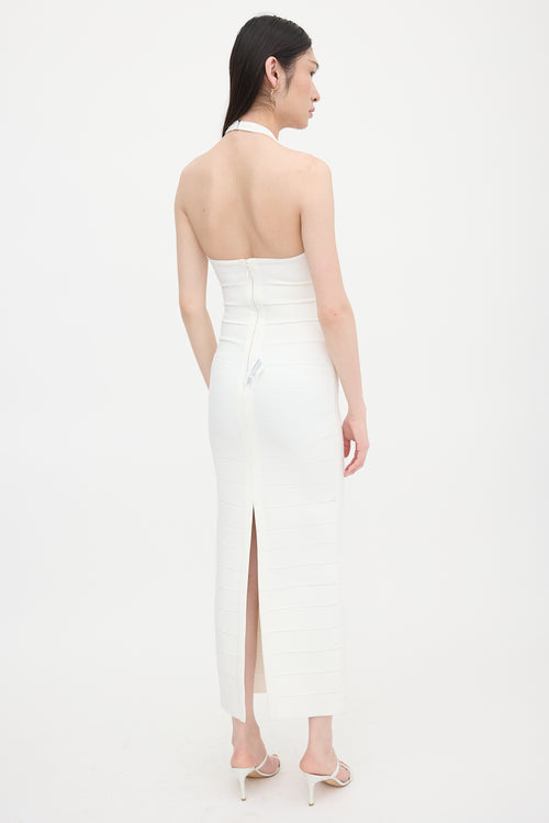 Hervé Léger Bandage Halter Maxi Dress