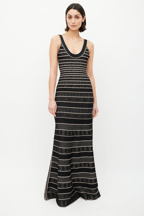 Hervé Léger Black & Pink Stripe Knit Co-Ord Set