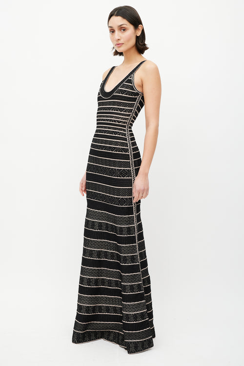Hervé Léger Black & Pink Stripe Knit Co-Ord Set