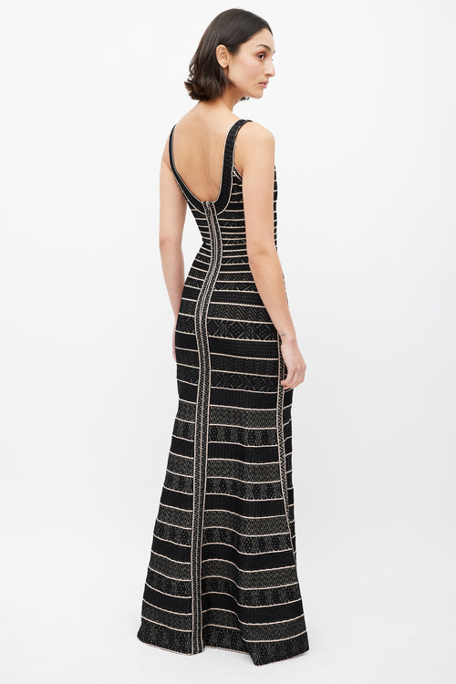 Hervé Léger Black & Pink Stripe Knit Co-Ord Set