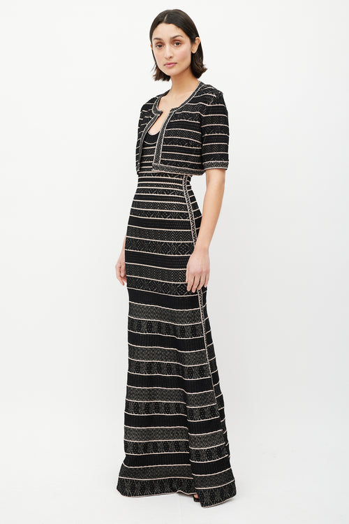 Hervé Léger Black & Pink Stripe Knit Co-Ord Set