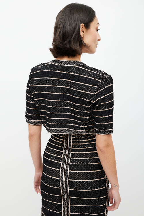 Hervé Léger Black & Pink Stripe Knit Co-Ord Set