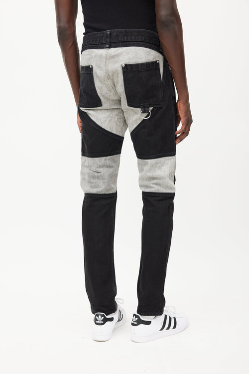 Hood By Air Black & Grey Panelled Logo Jeans