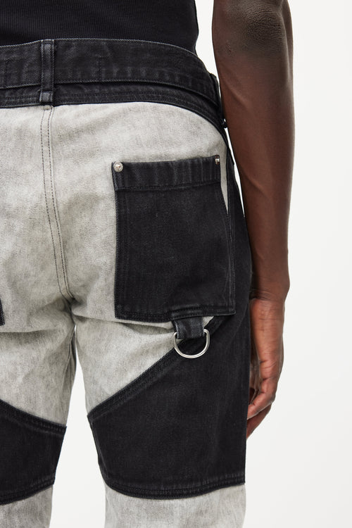 Hood By Air Black & Grey Panelled Logo Jeans
