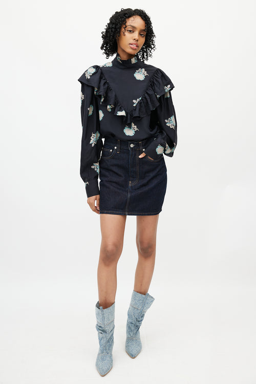 Horses Atelier Black & Multicolour Floral Silk Top