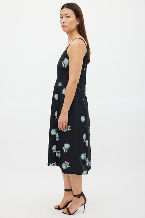 Horses Atelier Black & Multicolour Silk Floral Slip Dress