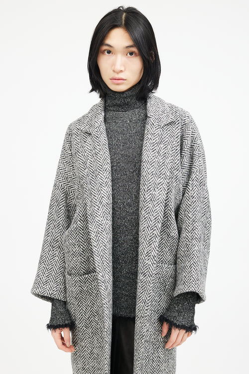 Horses Atelier Black & White Wool Houndstooth Coat