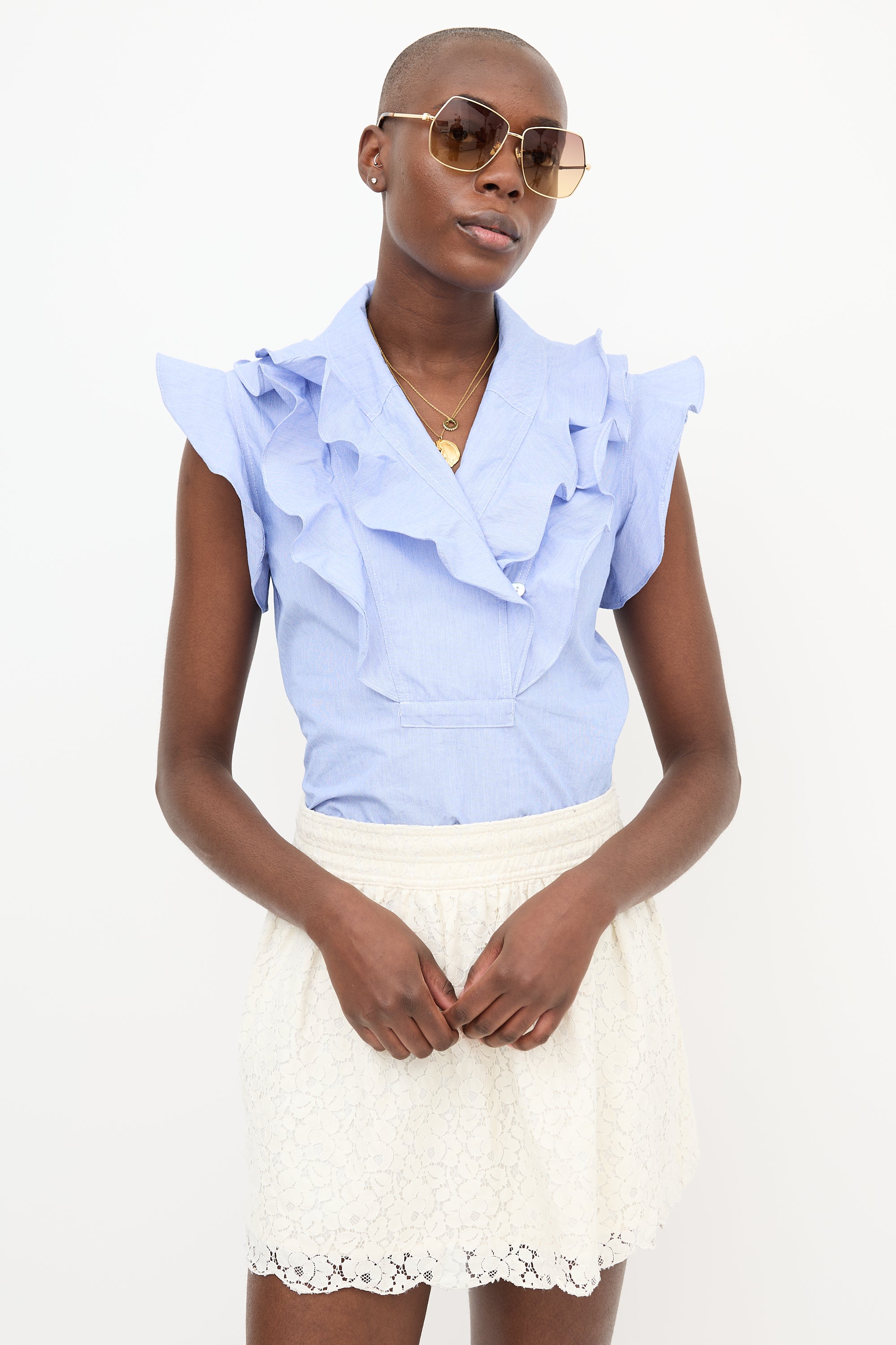 Horses Atelier Crossover Ruffle Blouse