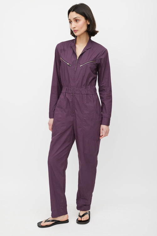 Horses Atelier Purple & Gold Zip Cotton Jumpsuit