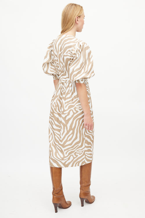Horses Atelier White & Brown Patterned Dress
