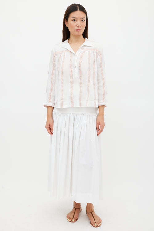 Horses Atelier White & Pink Sparkly Striped Top