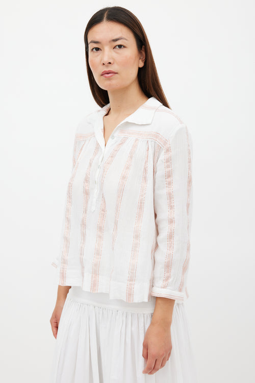 Horses Atelier White & Pink Sparkly Striped Top