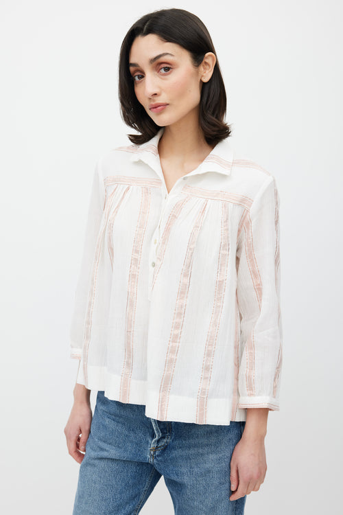 Horses Atelier White & Pink Stripe Glitter Top