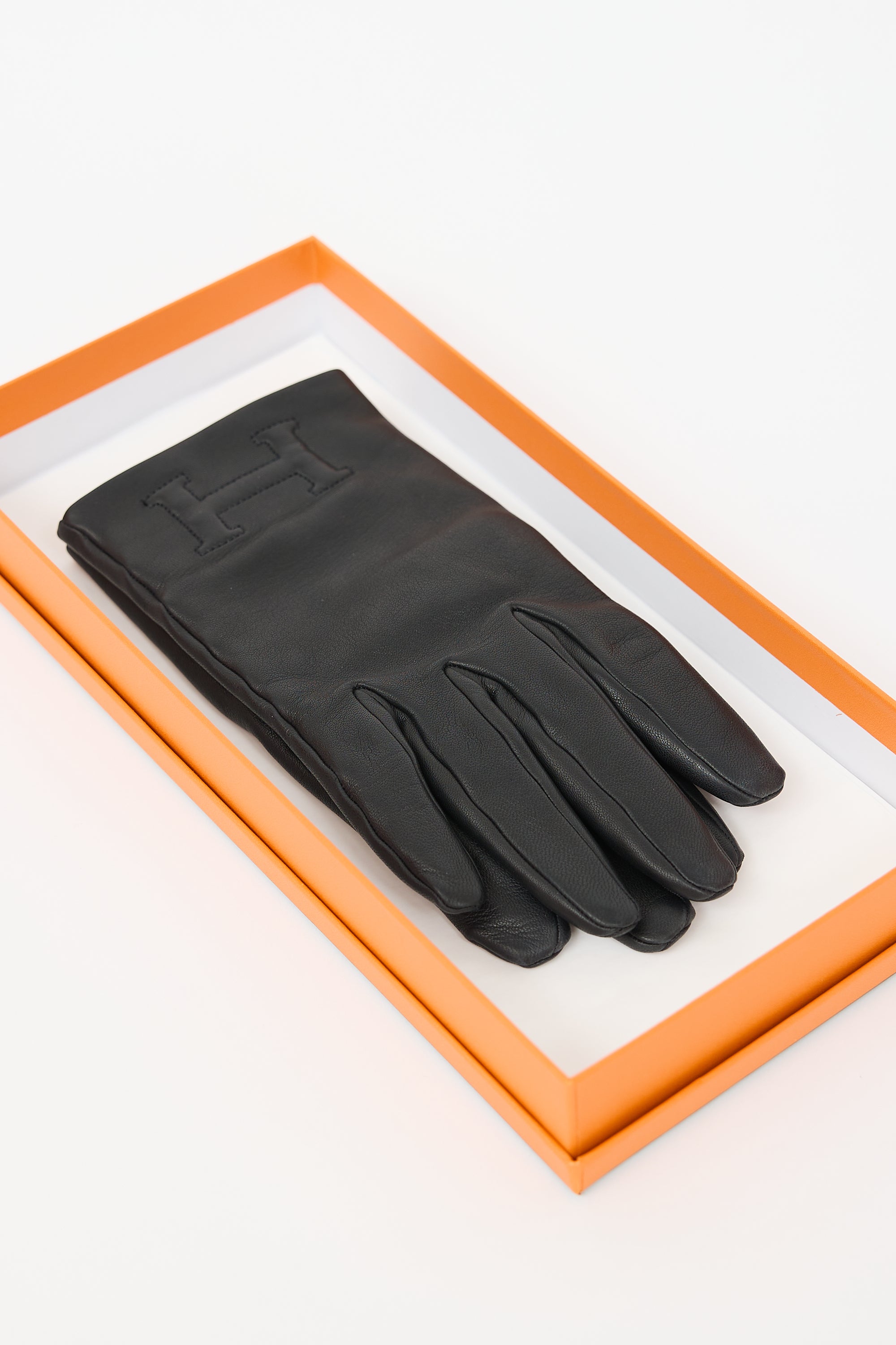 Hermès Leather Bastille H Gloves