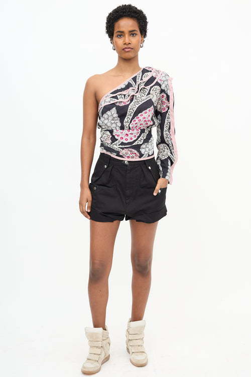 Isabel Marant Joren Floral One Shoulder Blouse