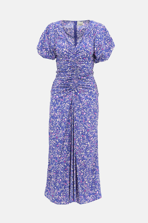 Isabel Marant Silk Printed Ruched Lilia Dress