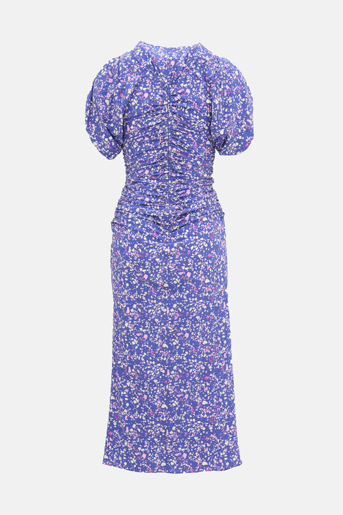 Isabel Marant Silk Printed Ruched Lilia Dress