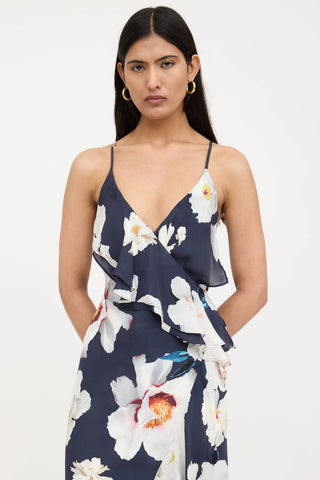 Intermix Silk Floral Ruffled Wrap Dress