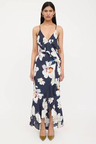 Intermix Silk Floral Ruffled Wrap Dress