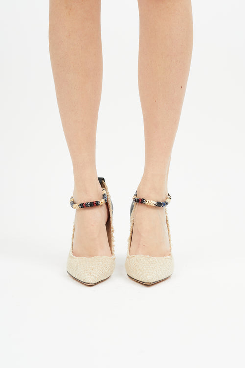 Isabel Marant Beige & Black Woven Beaded Pump
