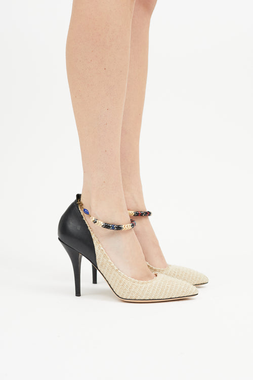 Isabel Marant Beige & Black Woven Beaded Pump