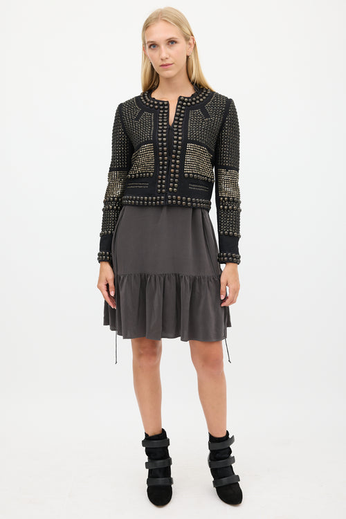 Isabel Marant Black & Bronze Wool Studded Jacket