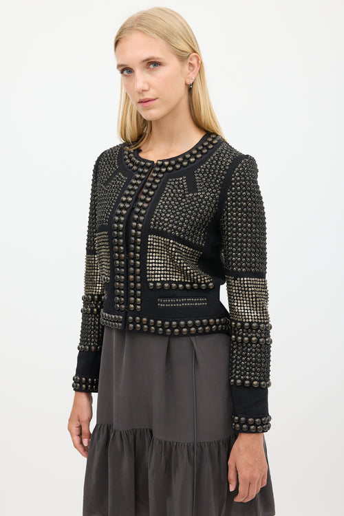 Isabel Marant Black & Bronze Wool Studded Jacket