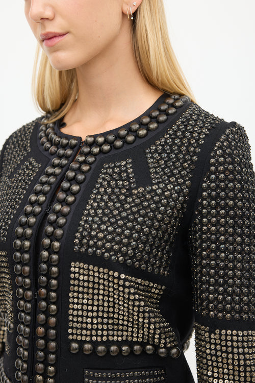 Isabel Marant Black & Bronze Wool Studded Jacket
