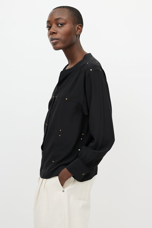 Isabel Marant Black & Gold Studded Long Sleeve Blouse