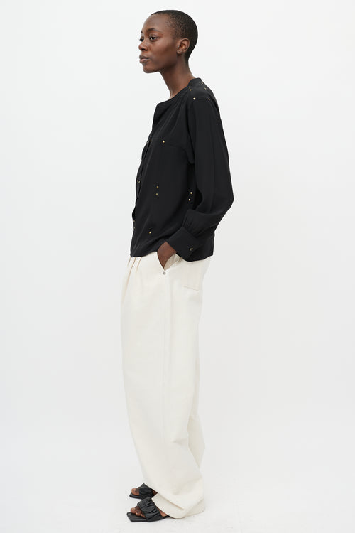 Isabel Marant Black & Gold Studded Long Sleeve Blouse