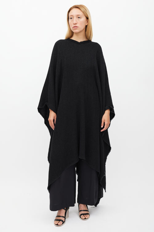 Isabel Marant Black Linen Raw Edge Cape