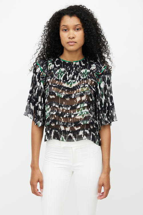 Isabel Marant Black & Multicolour Pleated Top